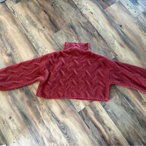 Dress Forum Burgundy Cable Knit Turtleneck Sweater